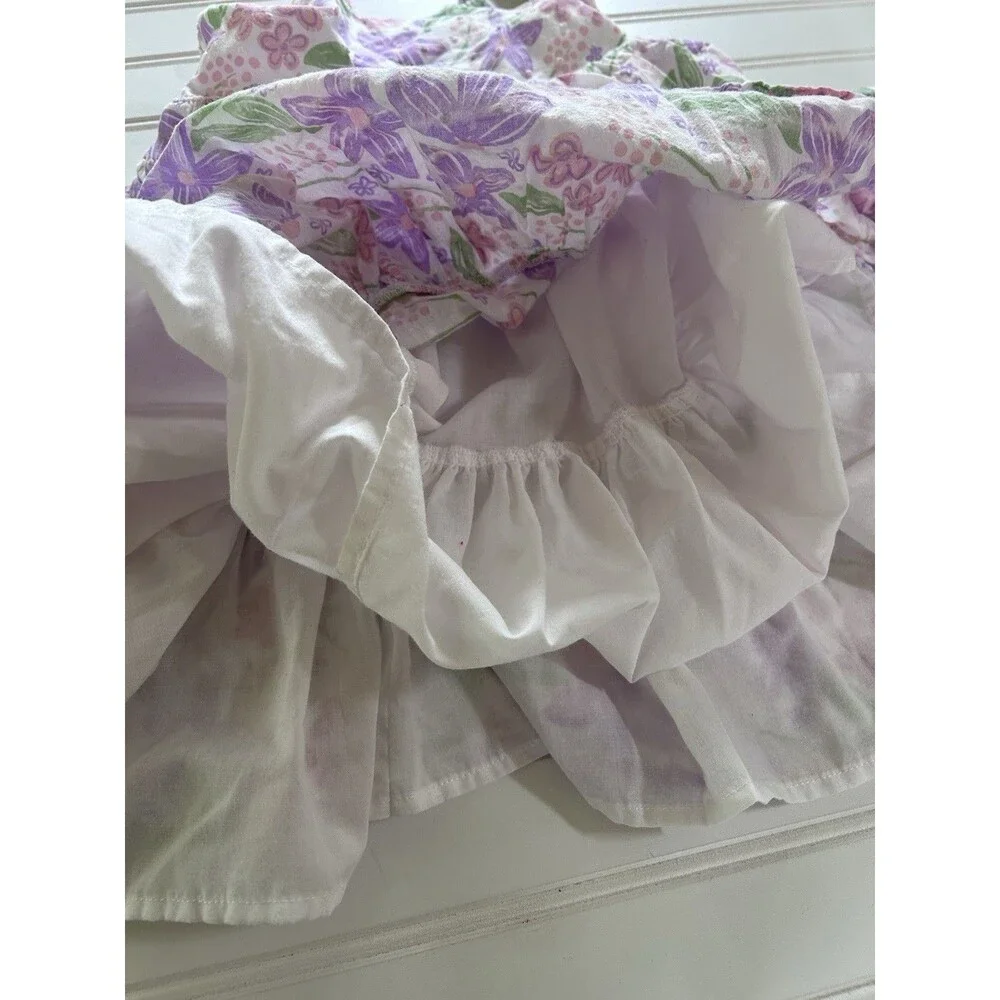 Sigrid Olsen Kids Floral Tiered Sundress Size 5 Purple Pink Dotted Swiss Cotton